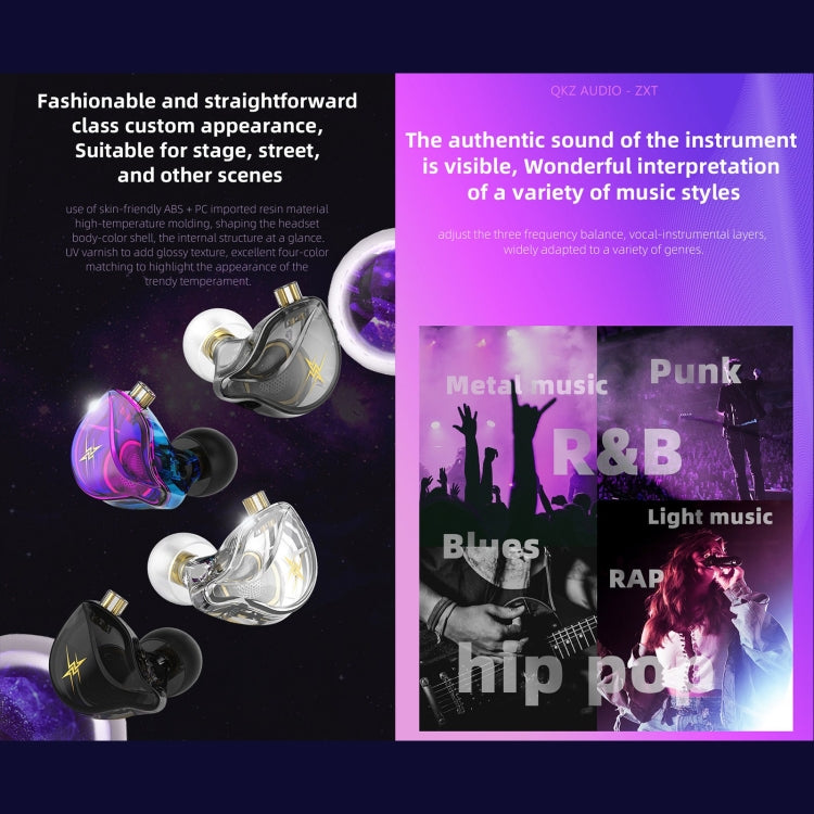QKZ ZXT Sports In-ear Wired Control Plug HIFI Stereo Stage Monitor Earphone, Style:with Mic(Transparent Grey) - HoMEdemic™ 