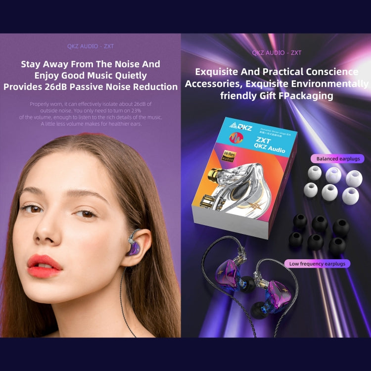 QKZ ZXT Sports In-ear Wired Control Plug HIFI Stereo Stage Monitor Earphone, Style:with Mic(Transparent) - HoMEdemic™ 