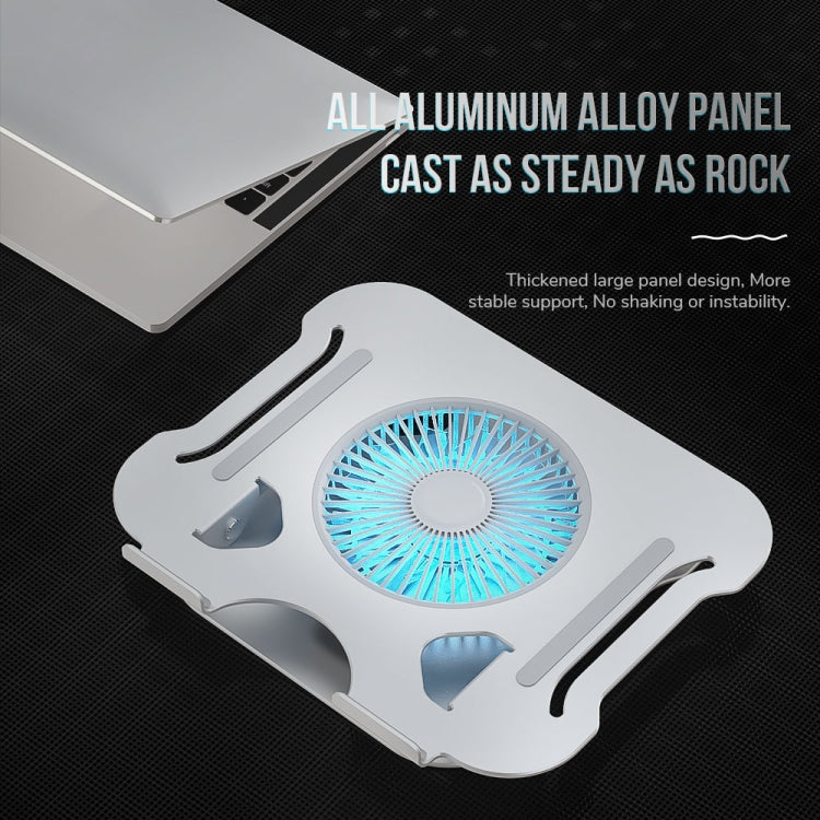R-JUST BJ01-5 Laptop Foldable Lift Bracket with Fan(Silver) - HoMEdemic™ 