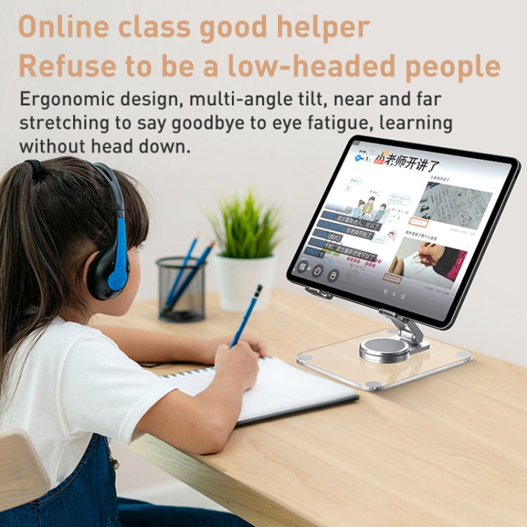 R-JUST T632 Acrylic 360 Degree Rotating Desktop Tablet Stand (Transparent) - HoMEdemic™ 