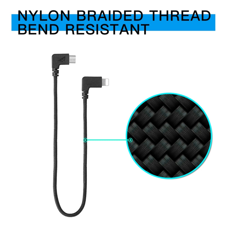 RCSTQ 29cm Woven Nylon Micro USB to 8 Pin Data Cable for DJI Mavic Mini / Air / Spark & Mavic 2 Pro & Zoom Remote Controller, iPhone, iPad (Black) - HoMEdemic™ 