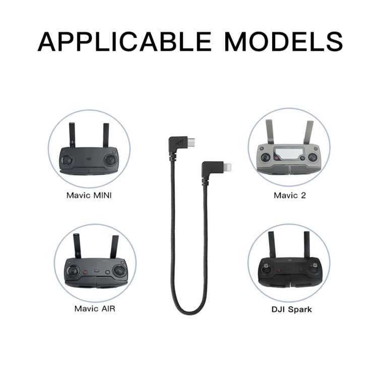 RCSTQ 29cm Woven Nylon Micro USB to 8 Pin Data Cable for DJI Mavic Mini / Air / Spark & Mavic 2 Pro & Zoom Remote Controller, iPhone, iPad (Black) - HoMEdemic™ 
