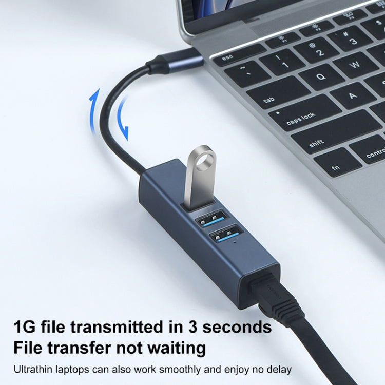 RDS 6307-3 USB-C / Type-C to USB3.0 + Dual USB2.0 + RJ45 4 in 1 HUB Adapter - HoMEdemic™ 