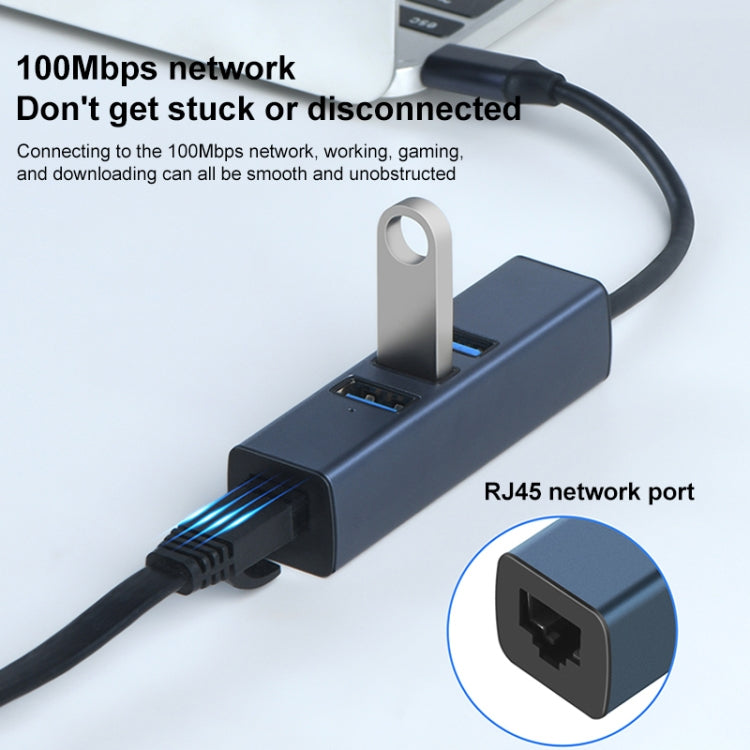 RDS 6307-3 USB-C / Type-C to USB3.0 + Dual USB2.0 + RJ45 4 in 1 HUB Adapter - HoMEdemic™ 
