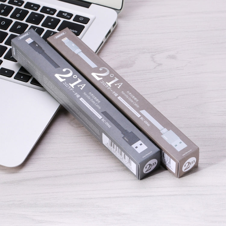 REMAX RC-094i 2m 2.4A USB to 8 Pin Aluminum Alloy Braid Fast Charging Data Cable (White) - HoMEdemic™ 