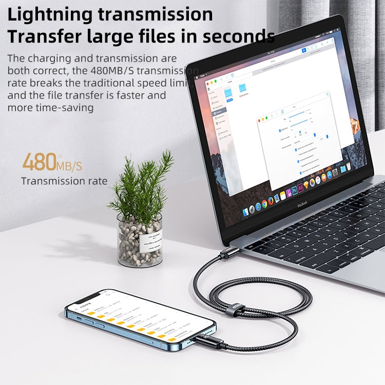REMAX RC-128i 20W Type-C / USB-C to 8 Pin Intelligent Digital Display Zinc Alloy Braided Charging Data Cable, Length: 1.2m(Tarnish) - HoMEdemic™ 