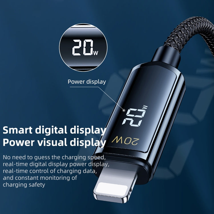REMAX RC-128i 20W Type-C / USB-C to 8 Pin Intelligent Digital Display Zinc Alloy Braided Charging Data Cable, Length: 1.2m(Tarnish) - HoMEdemic™ 