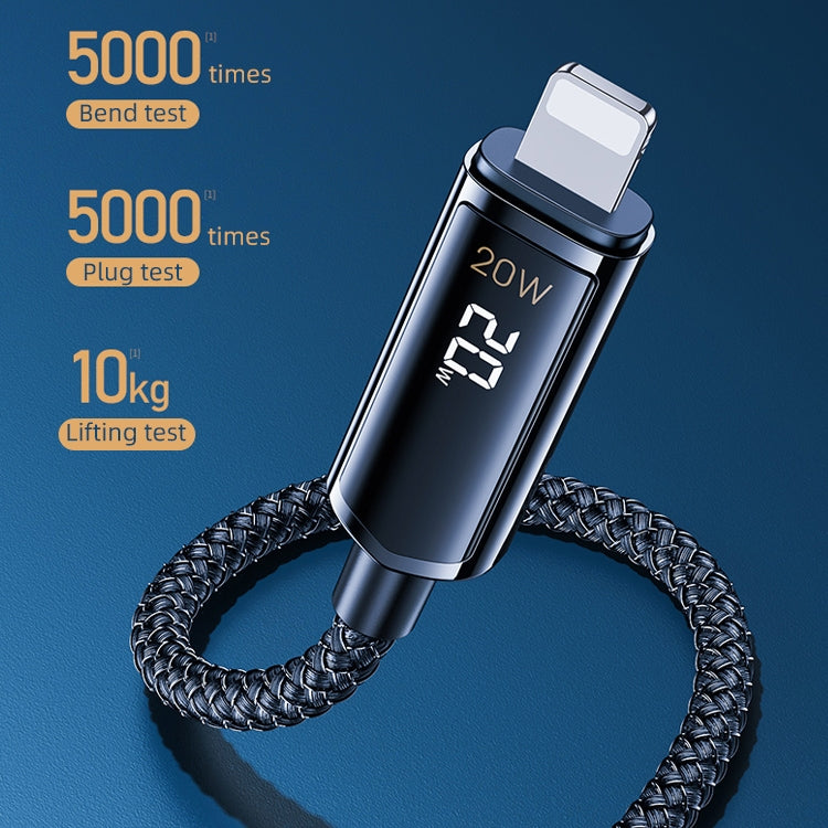 REMAX RC-128i 20W Type-C / USB-C to 8 Pin Intelligent Digital Display Zinc Alloy Braided Charging Data Cable, Length: 1.2m(Tarnish) - HoMEdemic™ 