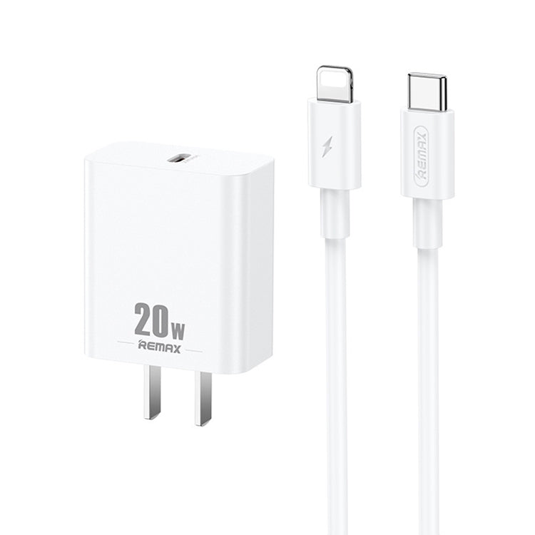 REMAX RP-U5 Extreme 2 Series 20W PD Charger + 1m USB-C / Type-C to 8 Pin Fast Charge Data Cable Set, Specification:CN Plug(White) - HoMEdemic™ 