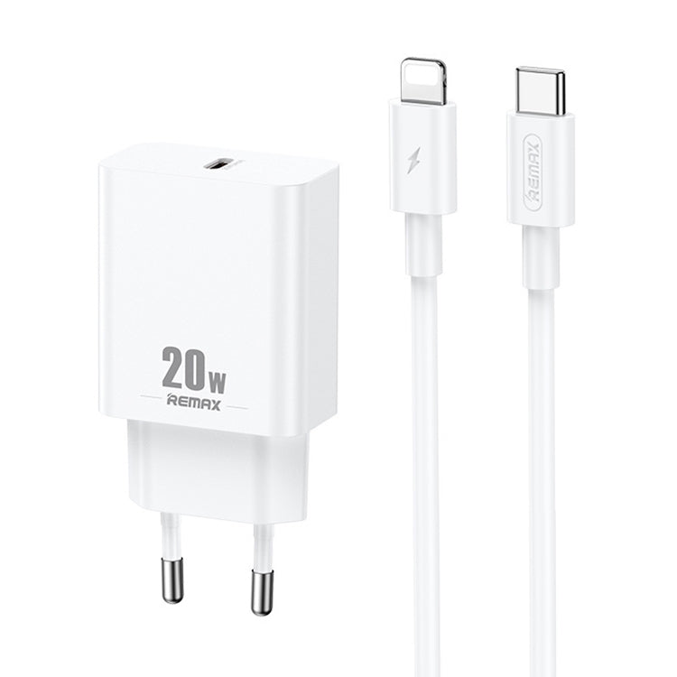 REMAX RP-U5 Extreme 2 Series 20W PD Charger + 1m USB-C / Type-C to 8 Pin Fast Charge Data Cable Set, Specification:EU Plug(White) - HoMEdemic™ 