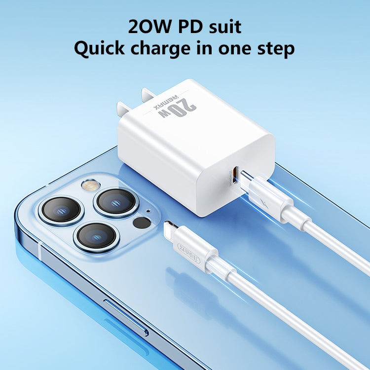 REMAX RP-U5 Extreme 2 Series 20W PD Charger + 1m USB-C / Type-C to 8 Pin Fast Charge Data Cable Set, Specification:EU Plug(White) - HoMEdemic™ 