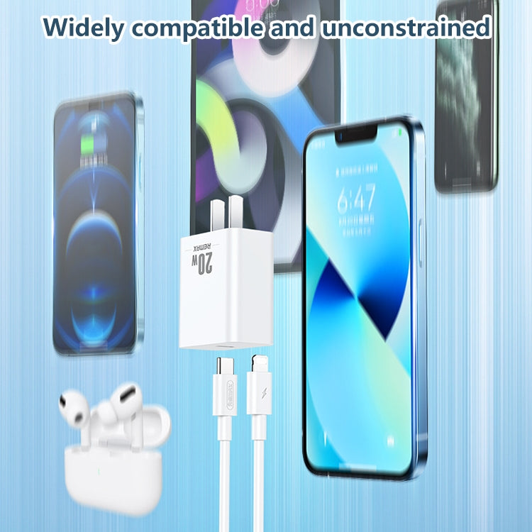 REMAX RP-U5 Extreme 2 Series 20W PD Charger + 1m USB-C / Type-C to 8 Pin Fast Charge Data Cable Set, Specification:EU Plug(White) - HoMEdemic™ 
