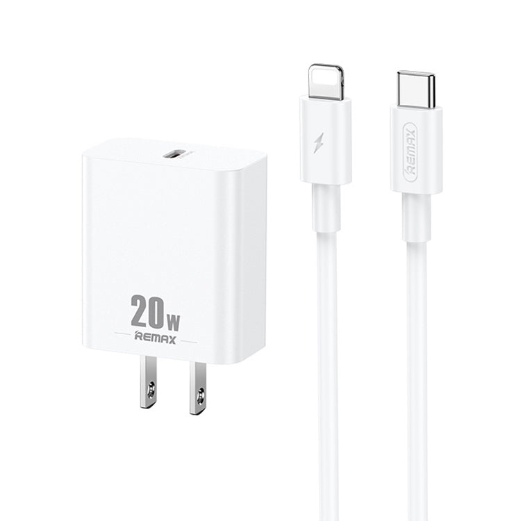 REMAX RP-U5 Extreme 2 Series 20W PD Charger + 1m USB-C / Type-C to 8 Pin Fast Charge Data Cable Set, Specification:US Plug(White) - HoMEdemic™ 