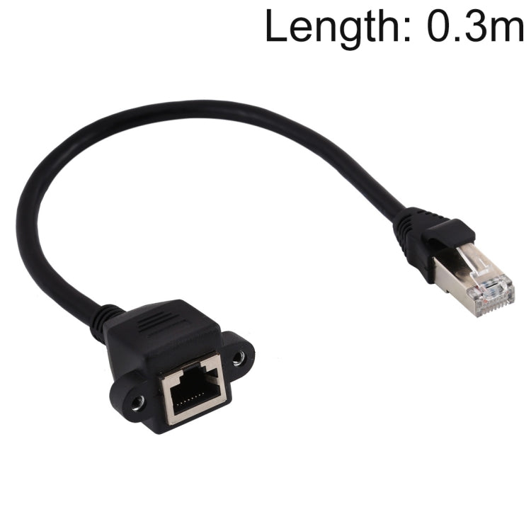 RJ45 Female to Male CATE5 Network Panel Mount Screw Lock Extension Cable , Length: 0.3m, 0.3m - HoMEdemic™ 