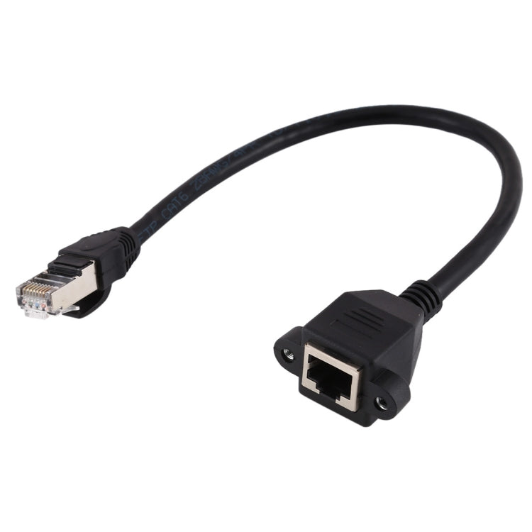 RJ45 Female to Male CATE5 Network Panel Mount Screw Lock Extension Cable , Length: 0.3m, 0.3m - HoMEdemic™ 
