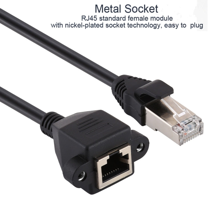 RJ45 Female to Male CATE5 Network Panel Mount Screw Lock Extension Cable , Length: 0.3m, 0.3m - HoMEdemic™ 