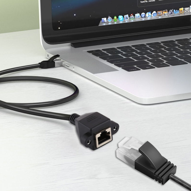 RJ45 Female to Male CATE5 Network Panel Mount Screw Lock Extension Cable , Length: 0.3m, 0.3m - HoMEdemic™ 