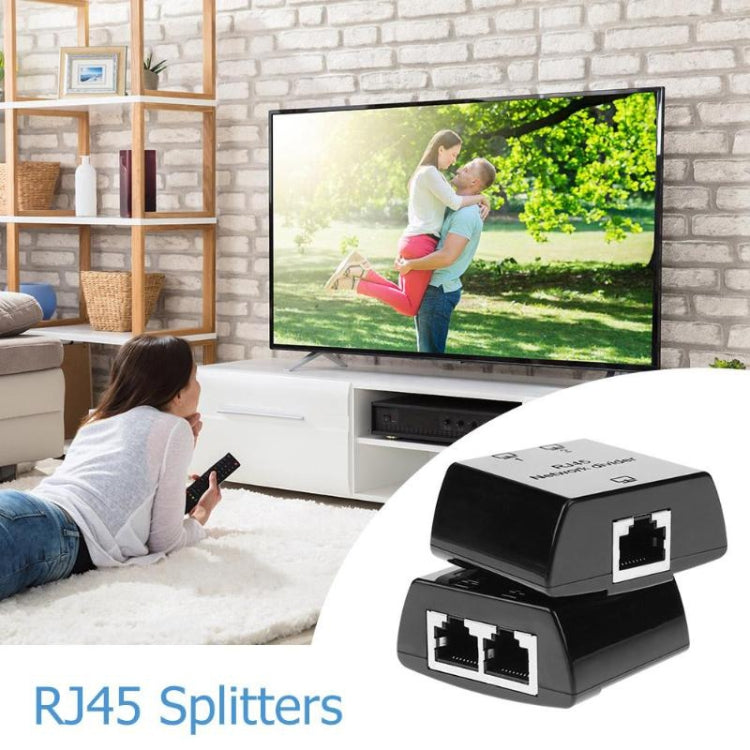 RJ45 to 2 x RJ45 Ethernet Network Coupler Thunder Lightning Protection (Black) - HoMEdemic™ 