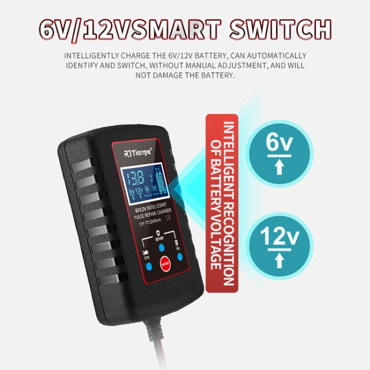 RJtianye 6V/12V ASE Adapter Cable Car Motorcycle Lawn Mower Battery Charger(EU Plug) - HoMEdemic™ 