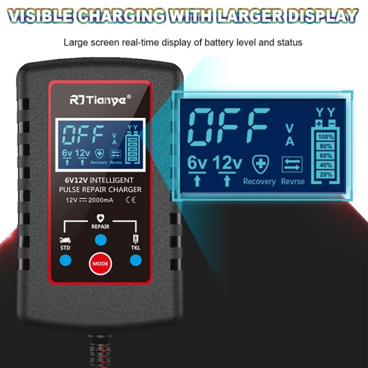 RJtianye 6V/12V ASE Adapter Cable Car Motorcycle Lawn Mower Battery Charger(EU Plug) - HoMEdemic™ 