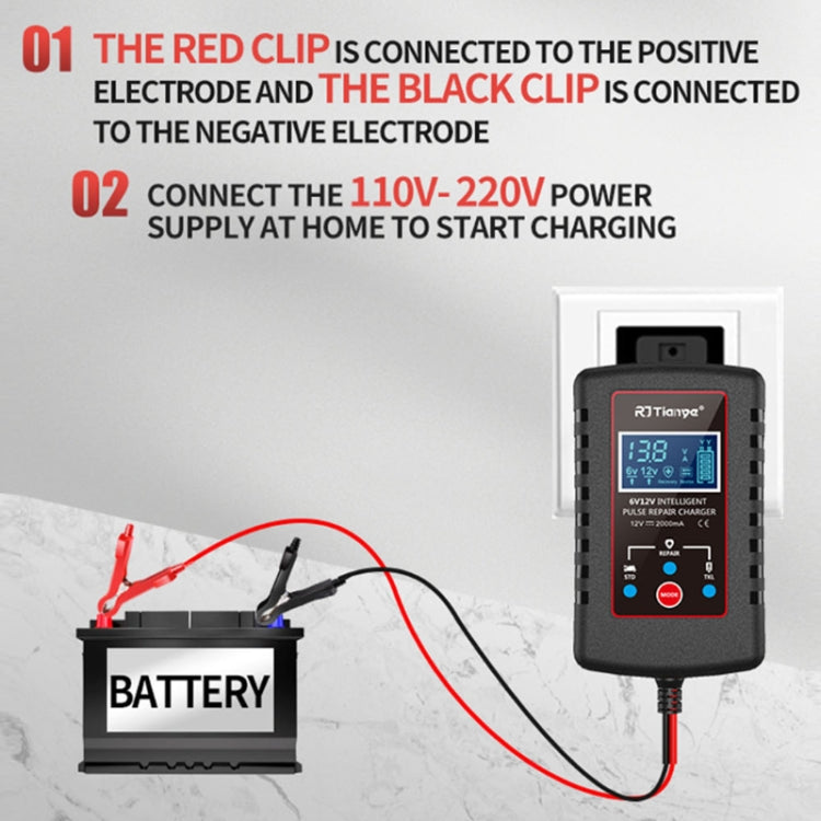 RJtianye 6V/12V ASE Adapter Cable Car Motorcycle Lawn Mower Battery Charger(EU Plug) - HoMEdemic™ 
