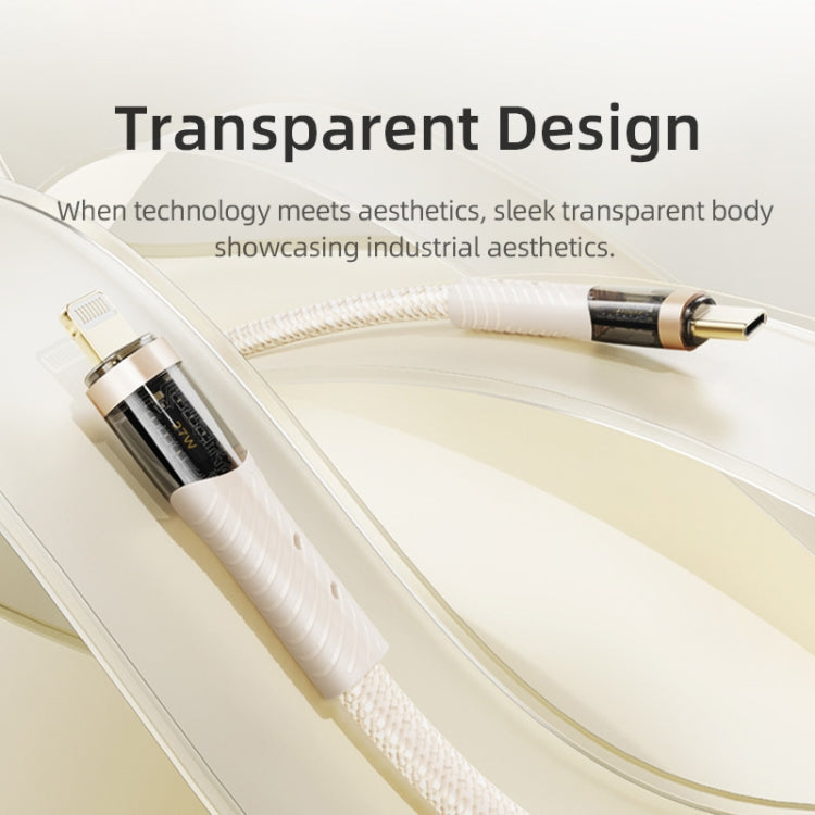 ROCK G20 2 in 1 5A USB-C/Type-C to USB-C/Type-C+8 Pin Transparent Fast Charging Data Cable, Length: 1.5m(Beige) - HoMEdemic™ 