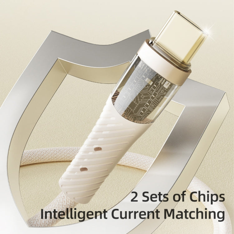 ROCK G20 2 in 1 5A USB-C/Type-C to USB-C/Type-C+8 Pin Transparent Fast Charging Data Cable, Length: 1.5m(Beige) - HoMEdemic™ 