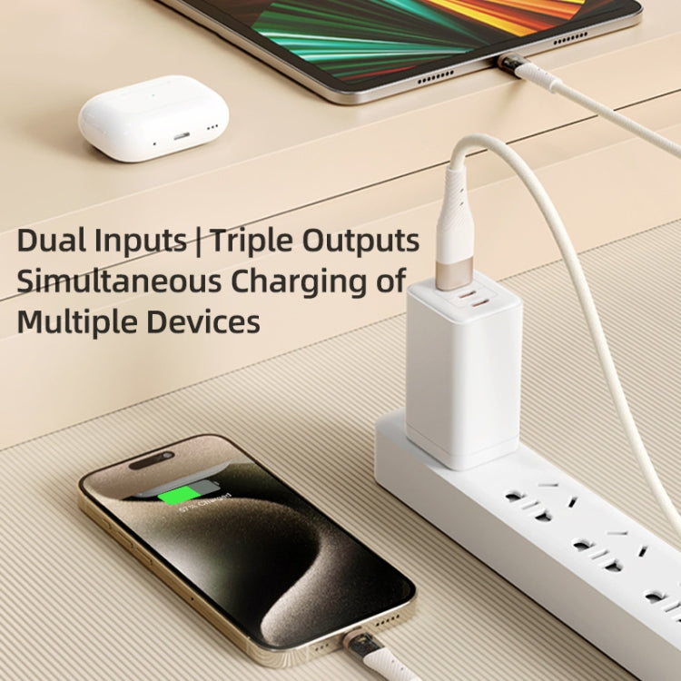 ROCK G20 Two to Three 5A USB+Type-C to 8 Pin+Type-C+Micro USB Fast Charging Data Cable, Length: 1.5m(Black) - HoMEdemic™ 