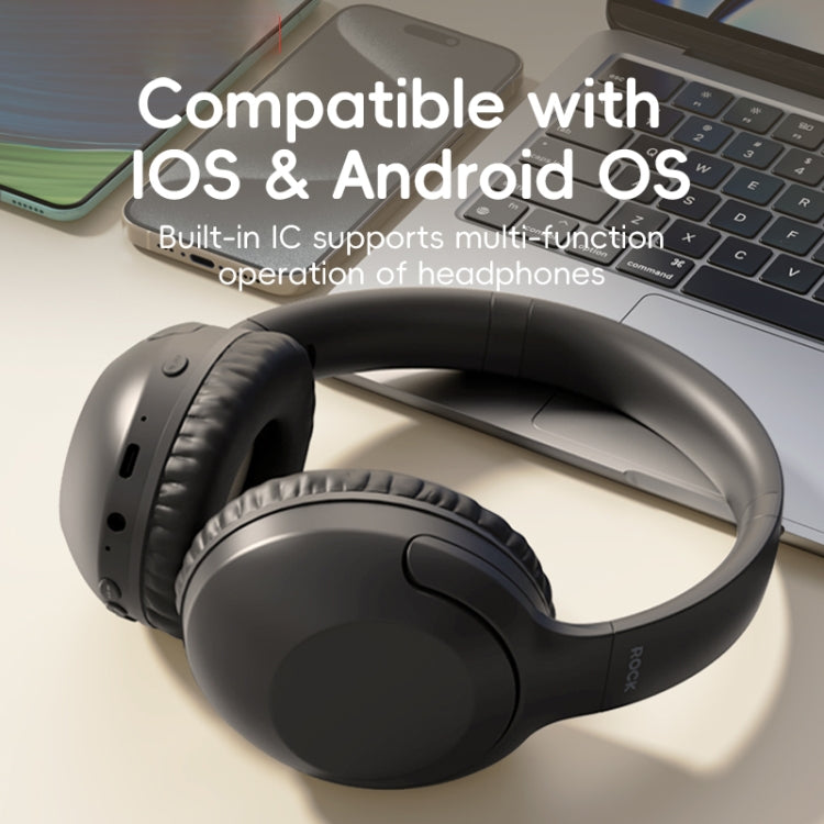 ROCK O3 Head-mounted Noise Reduction Bluetooth Headset(Light Grey) - HoMEdemic™ 