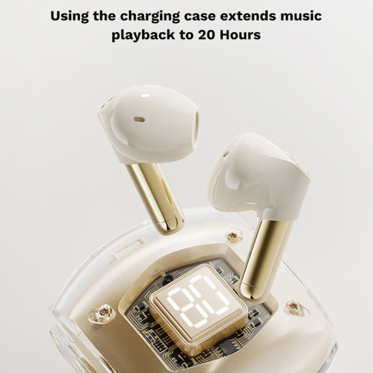 ROCK RAU0766 Bubble Transparent TWS Wireless Bluetooth Earphone with Lanyard(Beige) - HoMEdemic™ 