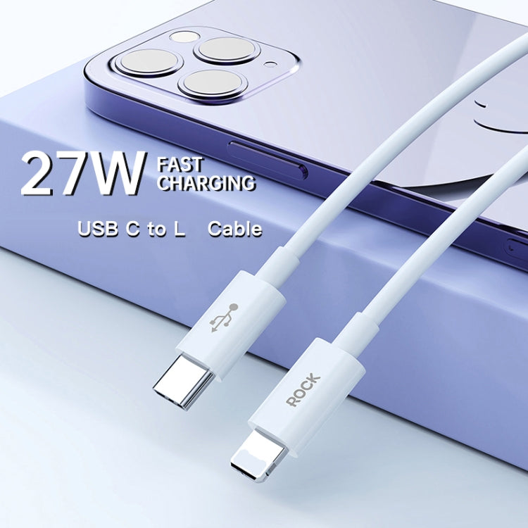 ROCK Simple Series 1m 27W USB-C / Type-C to 8 Pin Fast Charging Data Cable(White) - HoMEdemic™ 