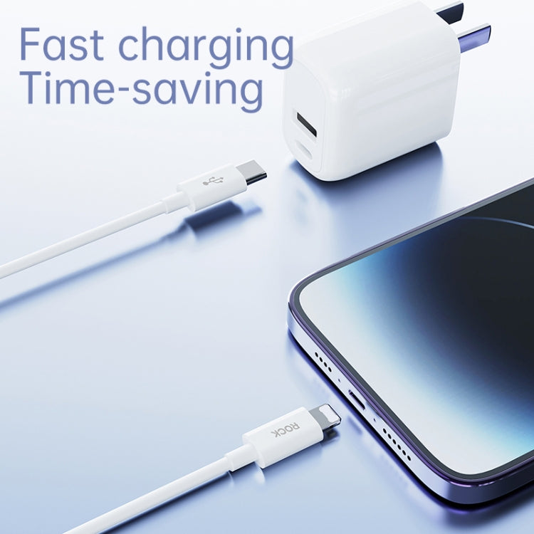 ROCK Simple Series 1m 27W USB-C / Type-C to 8 Pin Fast Charging Data Cable(White) - HoMEdemic™ 