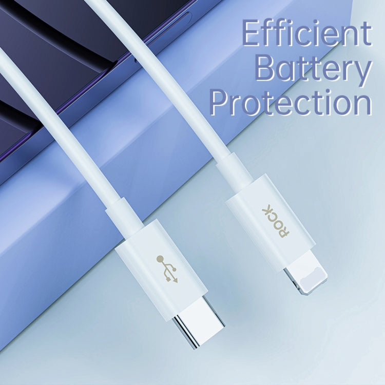 ROCK Simple Series 1m 27W USB-C / Type-C to 8 Pin Fast Charging Data Cable(White) - HoMEdemic™ 