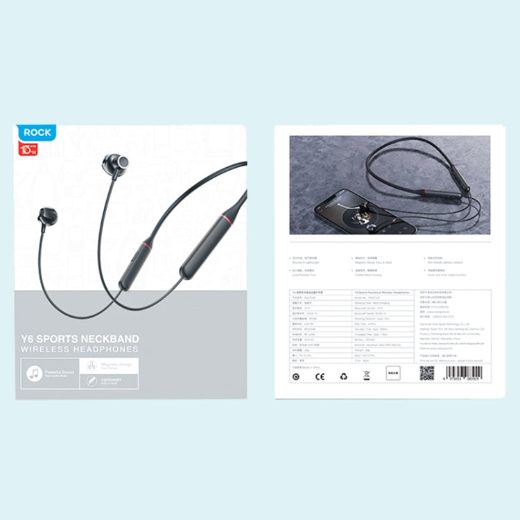 ROCK Y6 Neck-band Wireless Sports Bluetooth Earphone(Black) - HoMEdemic™ 