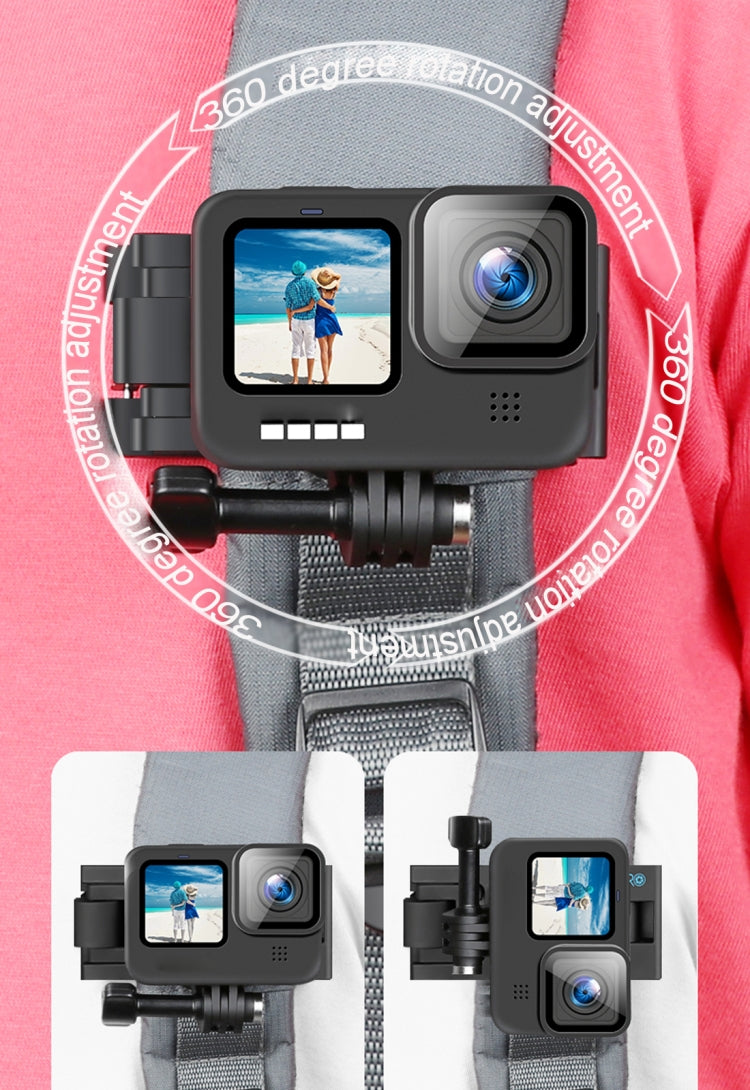 RUIGPRO 360 Degree Rotating Quick Release Strap Mount Shoulder Backpack Mount for GoPro, Insta360, DJI and Other Action Cameras(Black) - HoMEdemic™ 