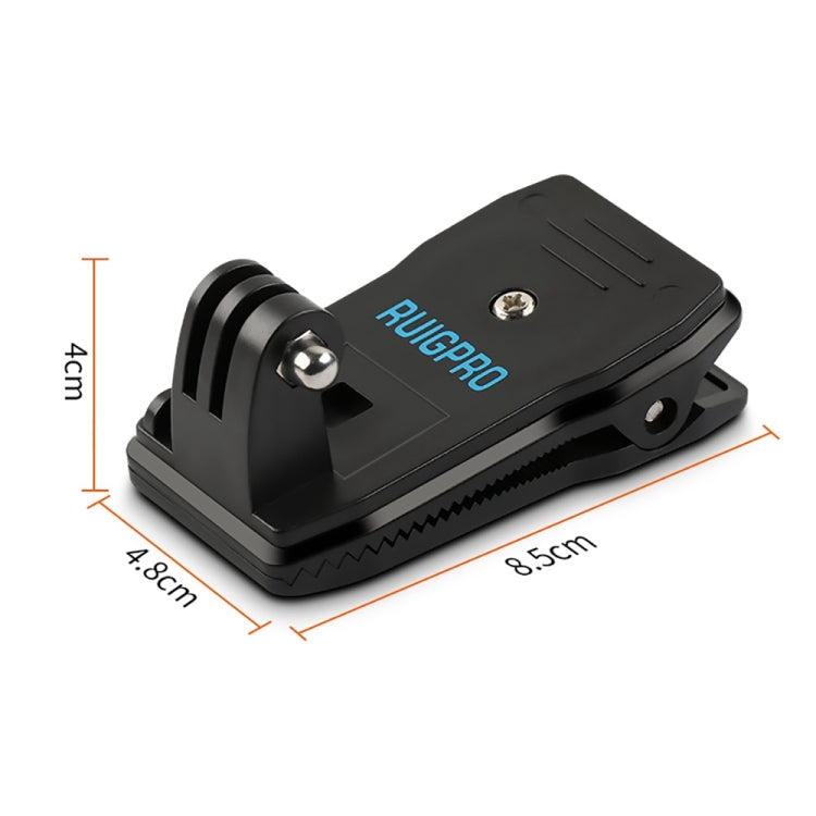 RUIGPRO 360 Degree Rotation Backpack Rec-Mounts Clip Clamp Mount + Phone Clamp for GoPro, Insta360, DJI and Other Action Cameras(Black) - HoMEdemic™ 