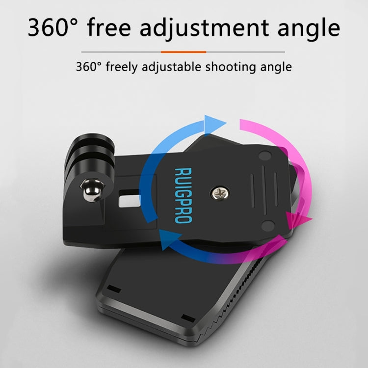 RUIGPRO 360 Degree Rotation Backpack Rec-Mounts Clip Clamp Mount + Phone Clamp for GoPro, Insta360, DJI and Other Action Cameras(Black) - HoMEdemic™ 