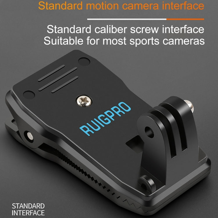 RUIGPRO 360 Degree Rotation Backpack Rec-Mounts Clip Clamp Mount + Phone Clamp for GoPro, Insta360, DJI and Other Action Cameras(Black) - HoMEdemic™ 