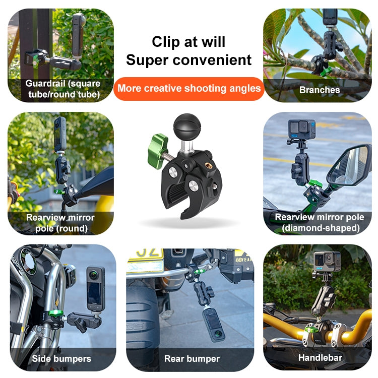 RUIGPRO Crab Clamp Action Camera Bracket Dual-Head Crab x 2 with Selfie Stick - HoMEdemic™ 