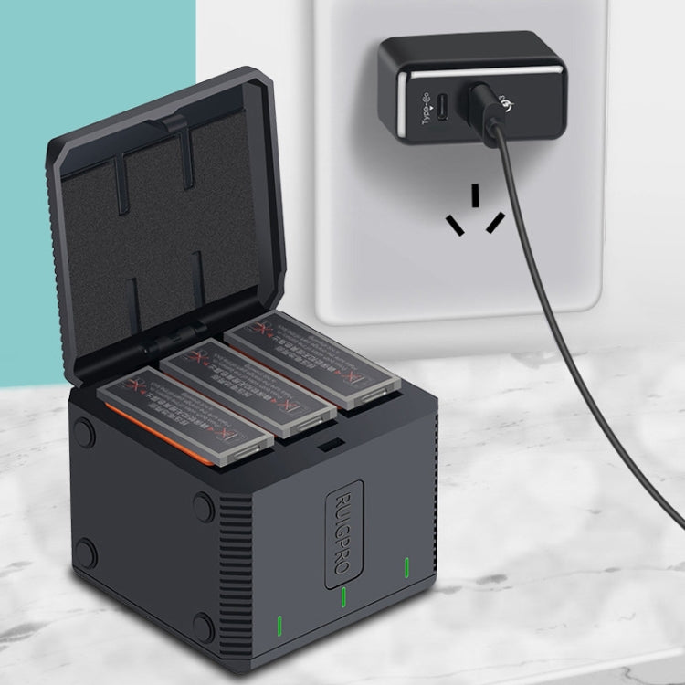RUIGPRO USB Triple Batteries Housing Charger Box with LED Indicator Light for DJI OSMO Action 1 - HoMEdemic™ 