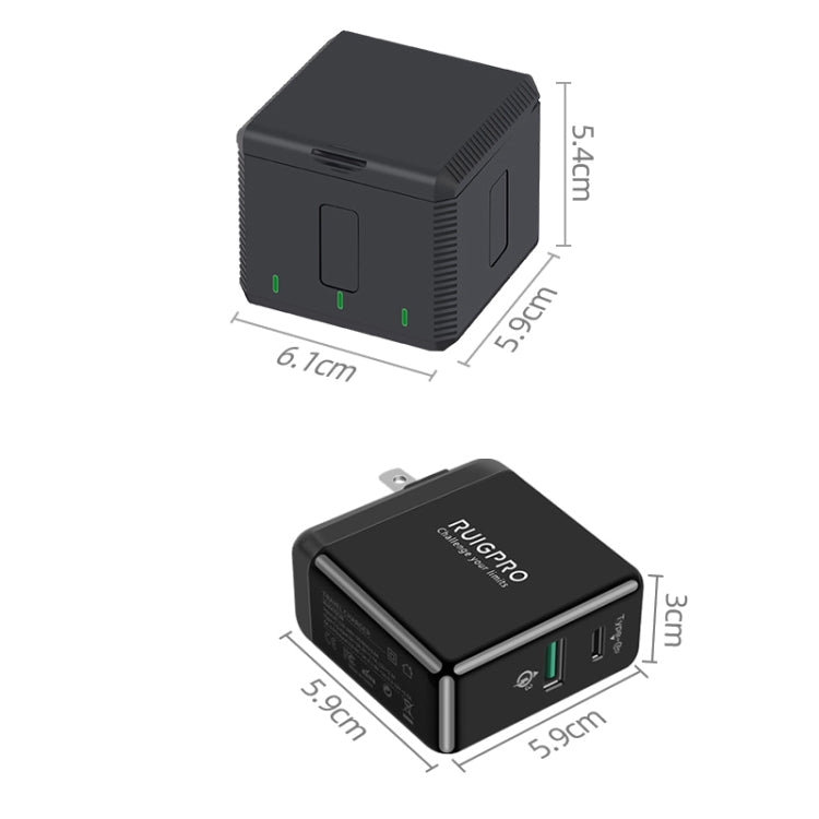 RUIGPRO USB Triple Batteries Housing Charger Box with LED Indicator Light for DJI OSMO Action 1 - HoMEdemic™ 