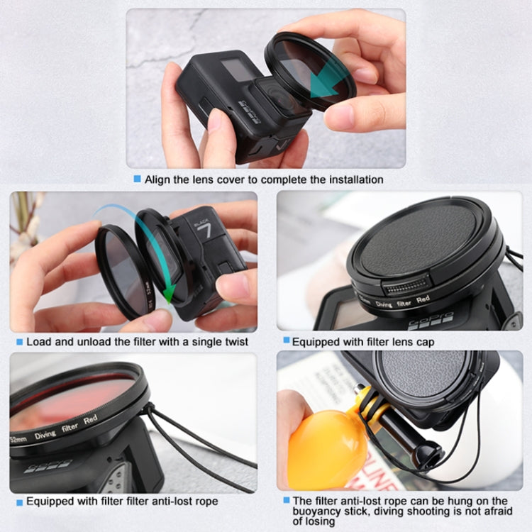 RUIGPRO for GoPro HERO 7/6 /5 Professional 52mm 10X Close-up Lens Filter with Filter Adapter Ring & Lens Cap - HoMEdemic™ 