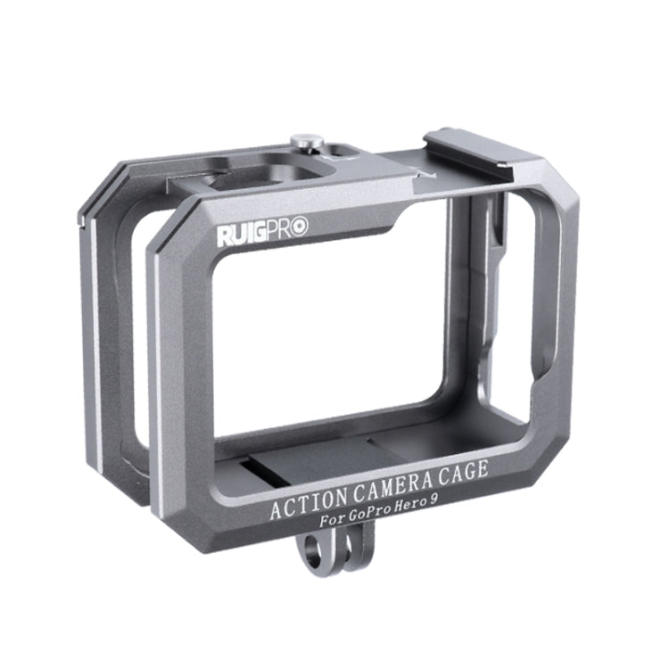 RUIGPRO for GoPro HERO10 Black / HERO9 Black Metal Border Frame Mount Protective Cage with Dual Cold Shoes Base (Silver Grey) - HoMEdemic™ 