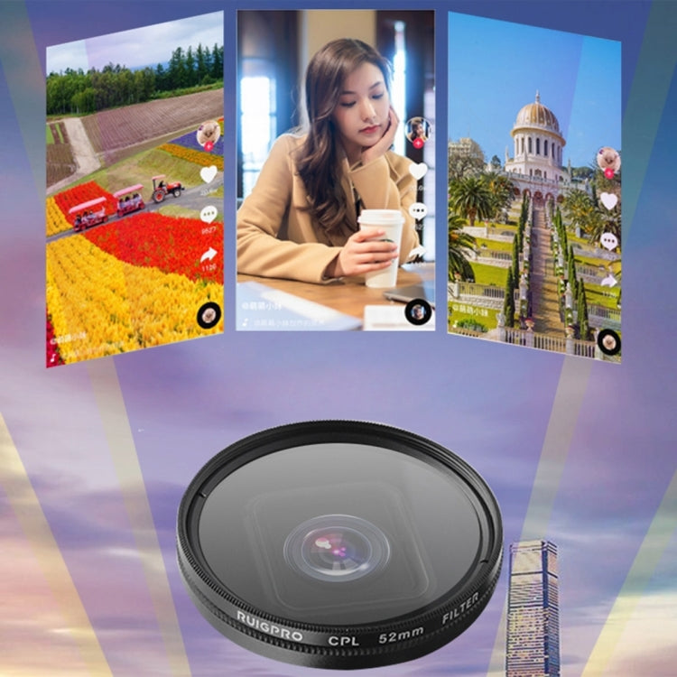 RUIGPRO for GoPro HERO10 Black / HERO9 Black Professional 52mm 52mm 10 in 1 UV+ND2+ND4+ND8+Star 8+ +CPL+Yellow/Red/Purple+10X Close-up Lens Filter with Filter Adapter Ring & Lens Cap - HoMEdemic™ 