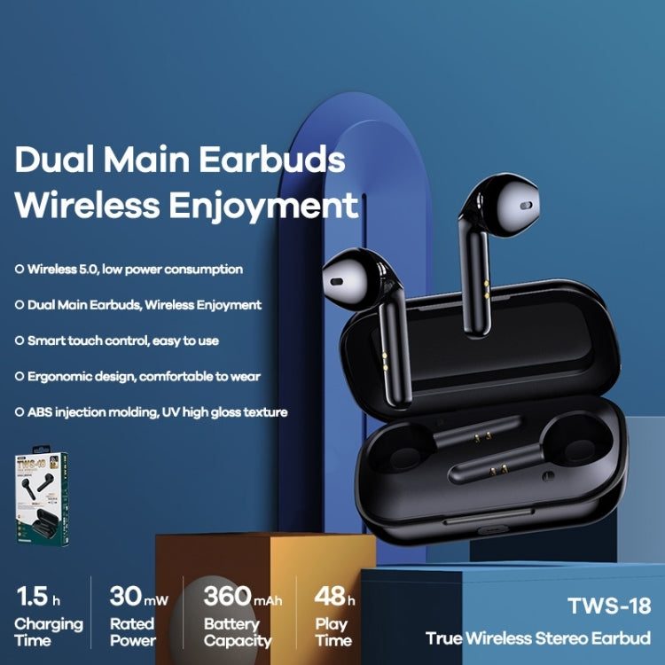 Remax TWS-18 Bluetooth 5.0 True Wireless Stereo Bluetooth Earphone(White) - HoMEdemic™ 