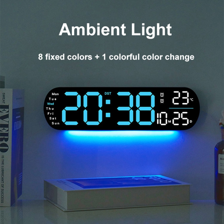 Remote Control Digital Display Atmosphere Light Wall Clock Living Room Decoration Clock, Color: Blue - HoMEdemic™ 