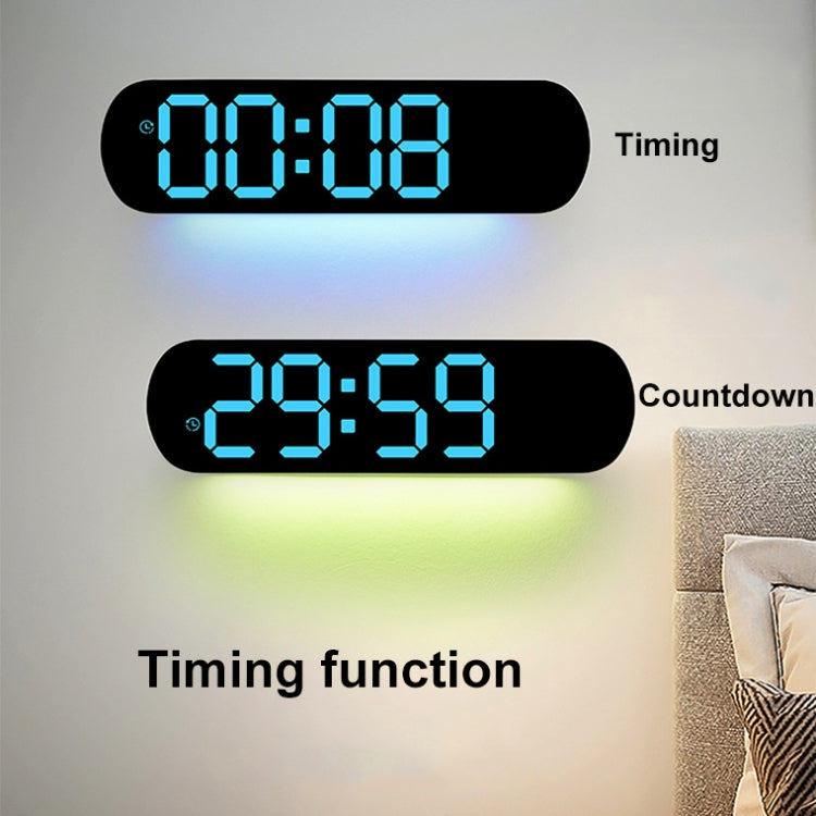 Remote Control Digital Display Atmosphere Light Wall Clock Living Room Decoration Clock, Color: Green - HoMEdemic™ 