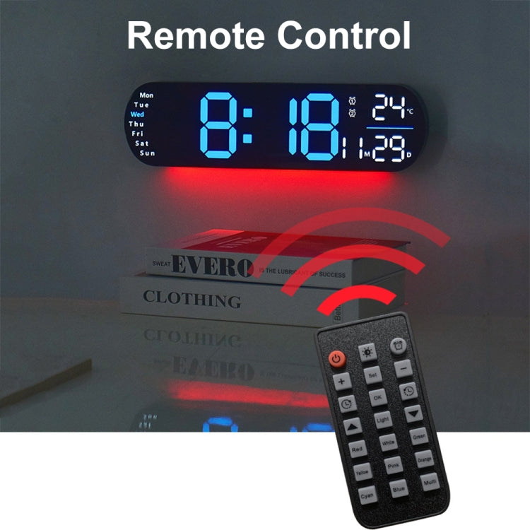 Remote Control Digital Display Atmosphere Light Wall Clock Living Room Decoration Clock, Color: Green - HoMEdemic™ 