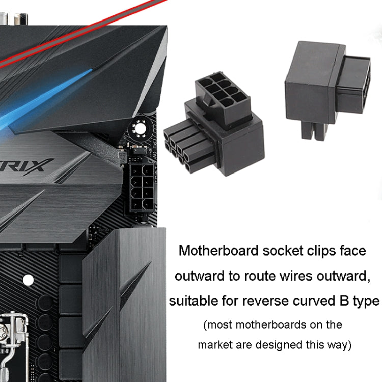 Reverse Curve B Type Motherboard CPU 8Pin Power Steering Connector Interface Steering Header 90 Degree Adaptor - HoMEdemic™ 