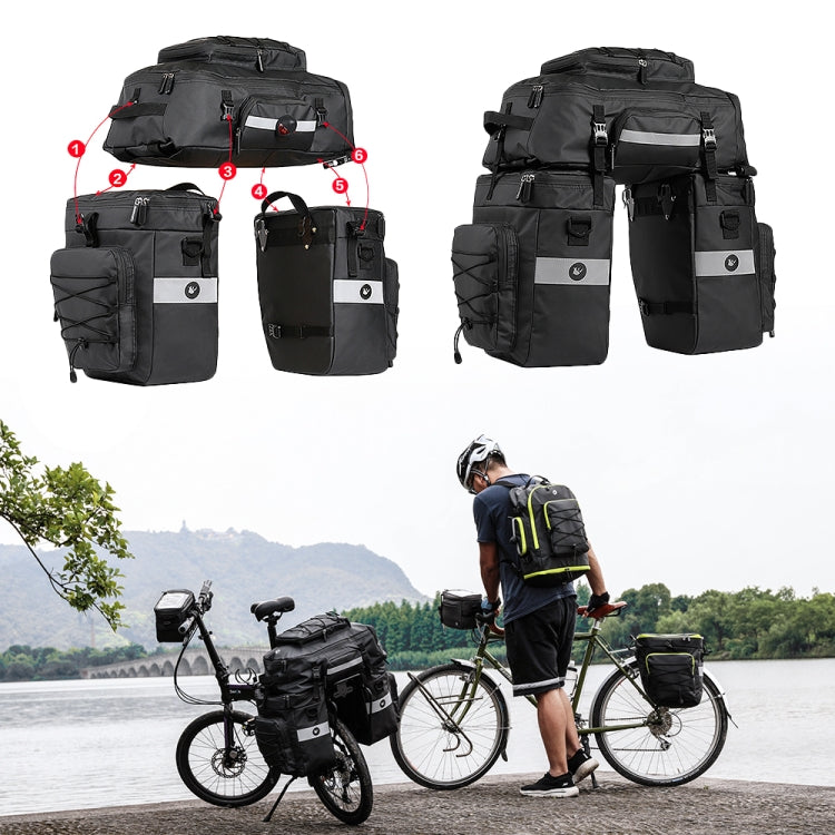 Rhinowalk Three-in-one Multifunctional Bicycle Rear Shelf Pannier Waterproof Long-distance Equipment(Black Green) - HoMEdemic™ 